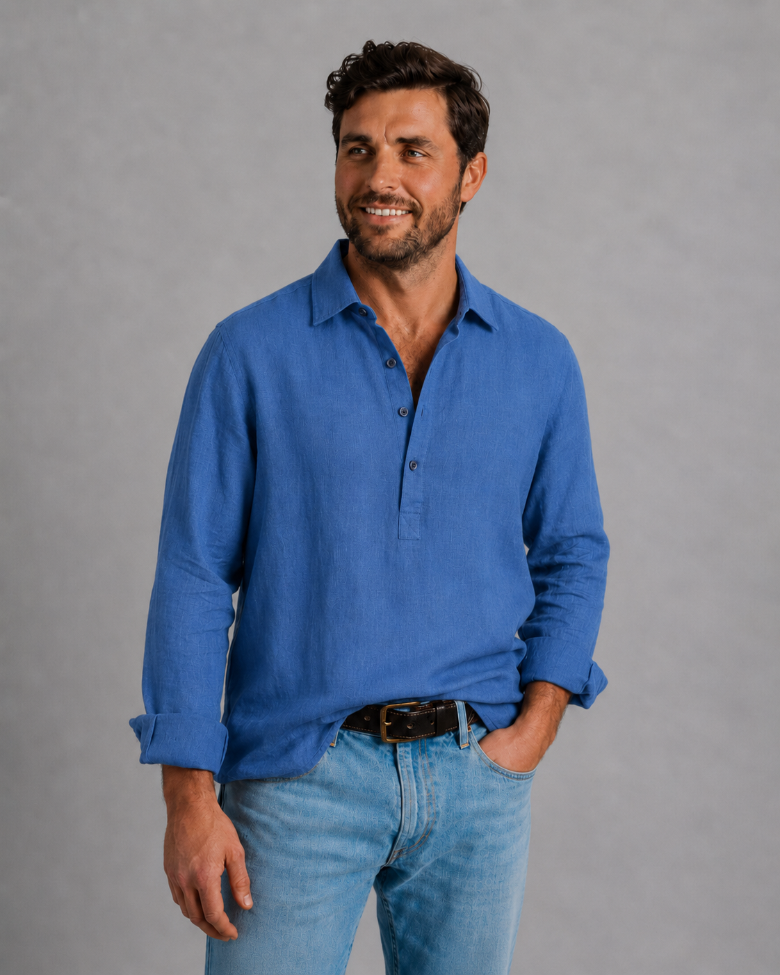 The 1753 Linen Shirt — Mediterranean Blue